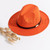 Gossifan Fedora Hats for Men Wide Brim Panama Hat with Classic Belt-B Belt Orange