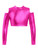 Aislor Girls Shiny Metallic Crop Top Kids Long Sleeve Tank Top Dance Leotard for Jazz Hip Hop Dancing Performance Hot Pink 10 Years