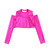 Aislor Girls Shiny Metallic Crop Top Kids Long Sleeve Tank Top Dance Leotard for Jazz Hip Hop Dancing Performance Hot Pink 10 Years