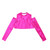 Aislor Girls Shiny Metallic Crop Top Kids Long Sleeve Tank Top Dance Leotard for Jazz Hip Hop Dancing Performance Hot Pink 10 Years