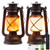 Lantern LED Battery Powered Camping Lamp Outdoor Hanging Rechargeable Lantern Flickering Flame Retro Lanterns Remote Control 4 Modes Light Non-Solar 2 Pack
