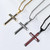 FUTPLOR Cross Necklace for Men, Stainless Steel Red Enamel Black Cross Craft Minimalist Faith Jewelry Mens Cross Pendant 24 Inch Adjustable Box Chain Unisex (Medium, Black Red)