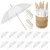 Cosblank 12 Pcs Wedding Umbrellas Bulk, 41 Inch Wedding Stick Umbrellas with Wooden Handle(White)
