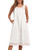 Bloggerlove Womens Sleeveless Nightgowns Soft Cotton Nightdress Long Button Down House Dress Tank Sleepwear with Pockets White L