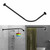 Tanxih Adjustable Corner Shower Curtain Rod L Shaped Black Stretchable 304 Stainless 27"- 39"X47"- 65" Drill Free Install for Corner Bathtub with Free Hooks