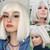 Glueless Wigs Platinum Blonde Bob Wig Human Hair with Bangs, HD Lace Pre plucked Blunt Cut, 12 Inch Short Bob Wigs with Bangs Brazilian Virgin Hair, #60 Silver Gray White Ash Blonde Wig Human Hair