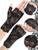 6 Pairs Women's Lace Gloves Fingerless Floral Short Fingerless Gloves for Bridal Wedding Opera Tea Party(Black, Jewel Blue, Burgundy, Navy Blue, Green, Purple)