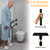 Toilet Grab Bar 31.3 Inch with Leg, YuanDe Matte Black Wall Mounted Safety Bar, Stainless Steel Anti-Slip Bathroom Support Rail for Elderly Disabled Pregnant
