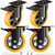 4 Inch Caster Wheels Heavy Duty 2200Lbs, Casters Set of 4 with Safety Dual Locking, Swivel Industrial Plate Casters, No Noise Wheels for Cart, Furniture(Bonus of 2 Hardware Kits & Gloves)