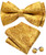 Barry.Wang Gold Bow Tie for Men Paisley Silk Pre-Tied Bowtie Pocket Square Cufflinks Set Formal Tuxedo Wedding Party Prom