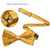Barry.Wang Gold Bow Tie for Men Paisley Silk Pre-Tied Bowtie Pocket Square Cufflinks Set Formal Tuxedo Wedding Party Prom