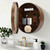 FALUSHAN Round Bathroom Mirror Cabinets, 2 in 1 Bathroom Wall Storage Cabinet Wood Storage Cabinet Mirror Surface Small Metal Framed Bathroom Mirrored Cabinet for Bathroom,Toilets, Balconies (Walnut)