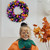 HipTree 17 Inch Halloween Ball Wreath for Front Door with Lights, Lighted Cute Treat-or-Trick Door Wreath Ball Ornament for Halloween Indoor Decorations Centerpiece Party Holiday Wall Home Decor