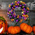 HipTree 17 Inch Halloween Ball Wreath for Front Door with Lights, Lighted Cute Treat-or-Trick Door Wreath Ball Ornament for Halloween Indoor Decorations Centerpiece Party Holiday Wall Home Decor