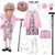 100 Days of School Old Lady Costume Set with Granny Dress Cardigan Old Lady Wig Glasses Grandma Dress Up Outfits 13Pcs (Pink M) 100day-C-PinkCamellia-M