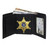 Leatherboss Genuine Leather Police Star Shape Badge Holder Trifold Wallet with ID Window, Black