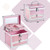 Hododou Girls Jewelry Box Organizer with Drawer & Mirror, Shiny Pink Style Lockable Storage Case for Kid or Little Girls Jewelry and Hair Accessories