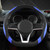 West Llama Flat Bottom Car Steering Wheel Cover for Nissan,D Shaped Steering Wheel Cover for Rogue,Altima,Kicks (Black+Blue-Standard Size)