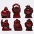 BRABUD Feng Shui 2in Red Resin Laughing Buddha Statue Figurines Set of 6 BS001