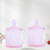 10 oz Glass Canister Set for Qtips, Cotton Swabs, Floss Dispenser & Round Pads - 3 Piece Vanity Organizer - Bathroom Countertop Storage Jars（Pink）