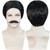 BESTBEL+Hair Cap Men Short Black Wig With Mustache Black Synthetic Anime Hair for Halloween Cosplay Mens Cosplay Outfit for Costume Party