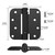 goldenwarm 3 Pack Black Self Closing Door Hinges with 5/8'' Radius Corners - Adjustable Tension Soft Close Hinges for Interior/Exterior Doors, Heavy Duty 4 Inch Hinges with Durable & Quiet Closure