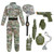 HAPNBCELE Army Costume for Boys, Soldier Camouflage Uniform for Kids with Toy Accessories 11 Pcs Halloween (Light Green, Medium 8-10Years)