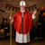 Maiteenly Halloween Plus Size Pope Costume Set for Men, Red and White Bishop Robe with Hat and Cross Staff, Biblical Catholic Cardinal Bishop Outfit for Halloween, Church Theme Cosplay