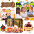 Halloscume 100 Pcs Thanksgiving Mini Turkey Figurine to Hide and Seek Tiny Fall Decor Rubber Miniatures Turkey Ornaments for Autumn Home Table Tray Thanksgiving Decorations