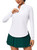 Heathyoga Womens Long Sleeve Workout Tops Golf Shirts for Woman UPF 50+ UV Sun Protection SPF Shirts Quarter Zip Pullover White