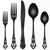 Ollex 60-Piece Retro Royal Black Silverware Set for 12, Premium Vintage Black Flatware set with Food-Grade Mirror Polish Stainless Steel Fork Spoons Knives Utensil Cutlery Set, Dishwasher Safe