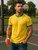 Ringer Tee Men Vintage Crewneck Athletic Retro T Shirts Short Sleeve Sport Jersey(Yellow/Green,S)