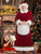 Ahititi Mrs Claus Costume Adult Women Christmas Santa Dress Long Sleeve 5Pcs Deluxe Xmas Suit Cosplay Party Outfit Plus Size