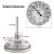 FERRODAY 3" Dial 2" Probe Stainless Steel Kettle Thermometer 1/2 NPT Weldless w/O-Rings 0-220F