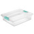 Sterilite Clip Box, Stackable Small Storage Bin with Latching Lid, Plastic Container to Organize Office, Crafts, Clear Base and Lid, Large, 1-Pack
