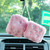 Heart Embroidered Baby Pink Fuzzy Plush Dice - 3-Inch Decorative Car Mirror Hanging Ornaments, Soft Foam, Easy Install, Great Gift Idea (Baby Pink)