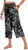 Anyhold Womens Capri Pants Loose High Waisted Wide Leg Lounge Pants Drawstring Casual Palazzo Trousers with Pockets Large, White Carvings