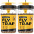 Fly Traps Outdoor [Set of 2] with Dissolvable Non-Toxic Bait - Reusable Hanging Bug Catcher Killer for All Flies for Outside Bug Control Patios, Barns, Ranches Etc. Hanging Fly Traps with Tie Included