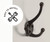 Ambipolar 5-Pack TriLeg Coat Hooks. Wall Mounted, Heavy Duty Decorative Black Wall Hooks for Mudroom, Hat Rack, Purse Hooks. Cast Iron Decorative ‎Antique Black Hooks