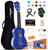 ADM Ukulele for Beginners Hawaiian Wood Ukelele Kit for Kids Adult Student Starter Professional Ukalelee Pack Bundle with Free Lessons Gig Bag Strap Nylon String Tuner (Navy, 21 Inch)