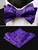 Alizeal Mens 2pcs Paisley Jacquard Self-Tie Bow Tie Pocket Square Set (Dark Purple)