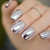 Coolnail Shiny Punk Style Metallic Light Purple False Fake Nails Metal Plating Acrylic Short Reflective Mirror Press on Nail Art Tips