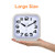 Tinload 5.5" Large Analog Alarm Clock Silent Non Ticking, Gentle Wake, Beep Sounds, Increasing Volume, Battery Operated Snooze and Manual Light, Easy Set,White (Best for Elder)