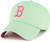 47 Boston Red Sox Primary Logo Ballpark Clean Up Dad Hat Baseball Cap - Hemlock Green - Pink