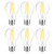 Ascher 60 Watt Equivalent, E26 LED Filament Light Bulbs, Daylight White 4000K, Non-Dimmable, Classic Clear Glass, A19 LED Light Bulb with 80 CRI, Pack of 6