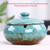 Lependor Ceramic Ashtray with Lids, Windproof, Cigarette Ashtray for Indoor or Outdoor Use，Ash Holder for Smokers,Desktop Smoking Ash Tray for Home Office Decoration - Blue