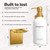 Luxury Shampoo and Conditioner Dispenser Set Wall Mounted by Brighter Barns - Refillable Shampoo and Conditioner Bottles - Shower Dispenser 3 Chamber No Drill - White and Gold Bathroom Decor (Gold)