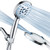 AquaCare High Pressure 8-mode Handheld Shower Head - Anti-clog Nozzles, Built-in Power Wash to Clean Tub, Tile & Pets, Extra Long 6 ft. Stainless Steel Hose, Wall & Overhead Brackets-1764550200