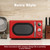 Galanz GLCMKA07RDR-07 Microwave Oven, LED Lighting, Pull Handle Design, Child Lock,Retro Red, 0.7 Cu.Ft