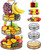 ETECHMART Fruit Basket, Vegetables Countertop Bowl Storage With Banana Hanger, Detachable Bread, Snacks Baskets Holder Large Capacity Fruit Tray (Bamboo&Iron - 3 Tier)
